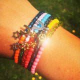 Dana Levy Mini Peace Symbol Charm Glass Bead Bracelet - on Wrist