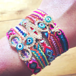 Dana Levy Diamante Key Lucky Charm Friendship Bracelet - Various Diamante Friendship Bracelets on Wrist 