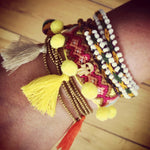 Dana Levy Lima Pompom Beaded Wrap Bracelet - Yellow Mix on Wrist