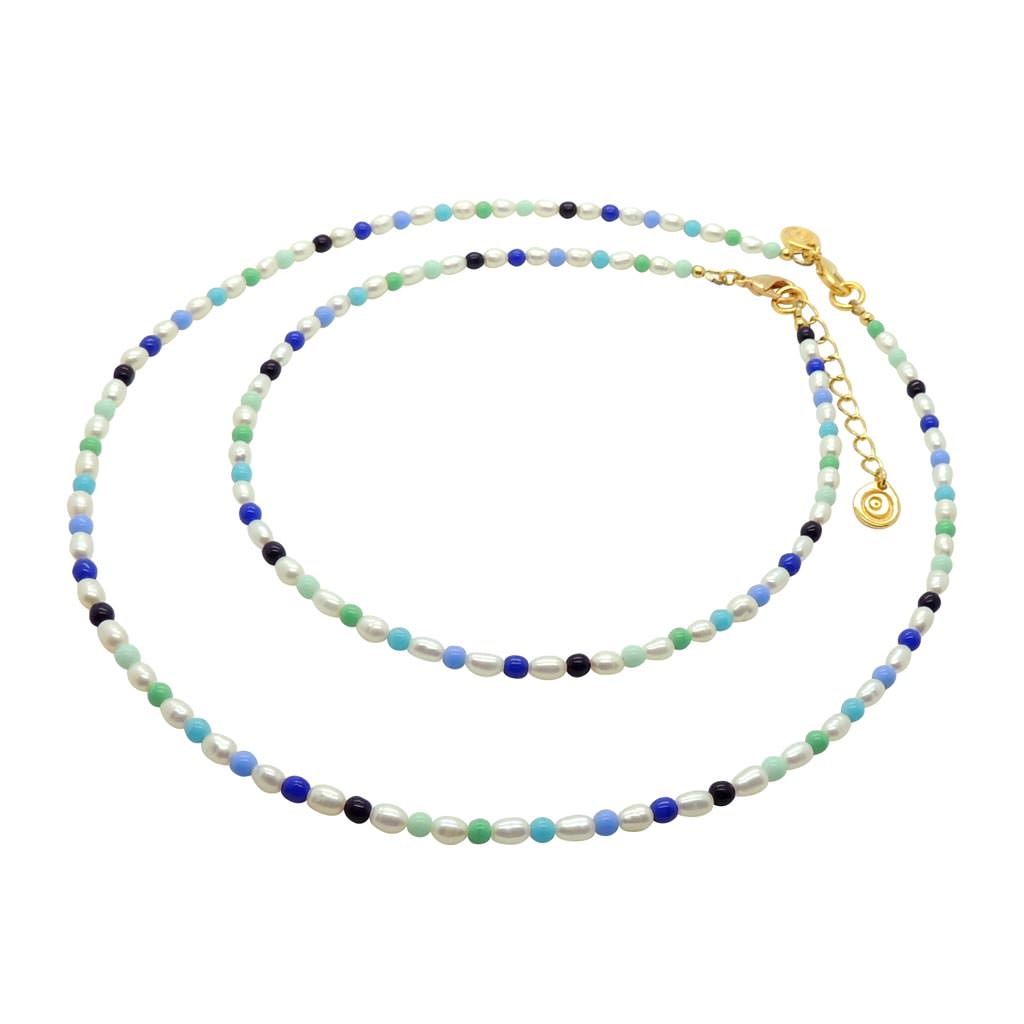 Dana Levy Ibiza Blue Freshwater Pearl Necklace - Necklace and Choker Duo Set