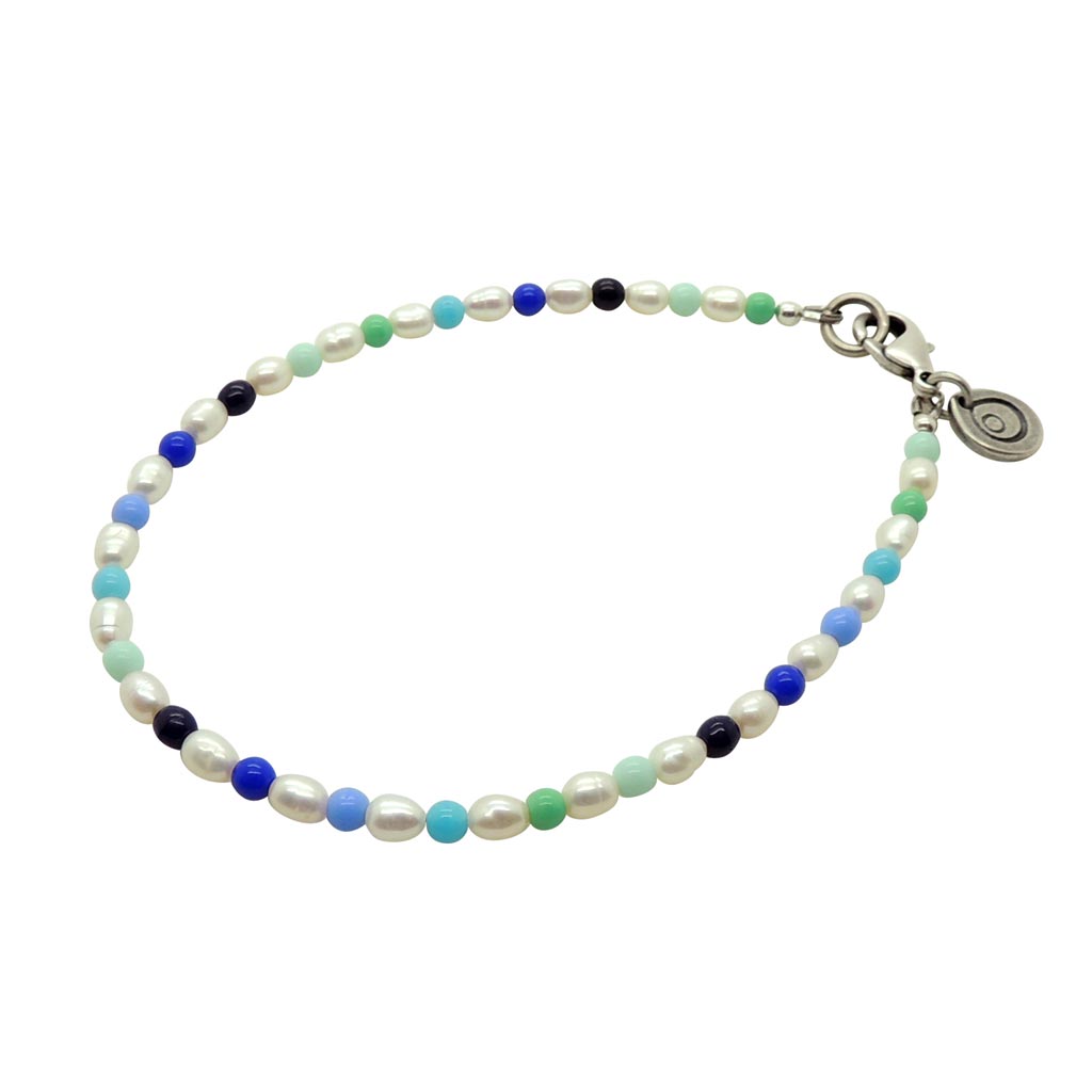 Dana Levy Ibiza Blue Freshwater Pearl Anklet - Antique Silver