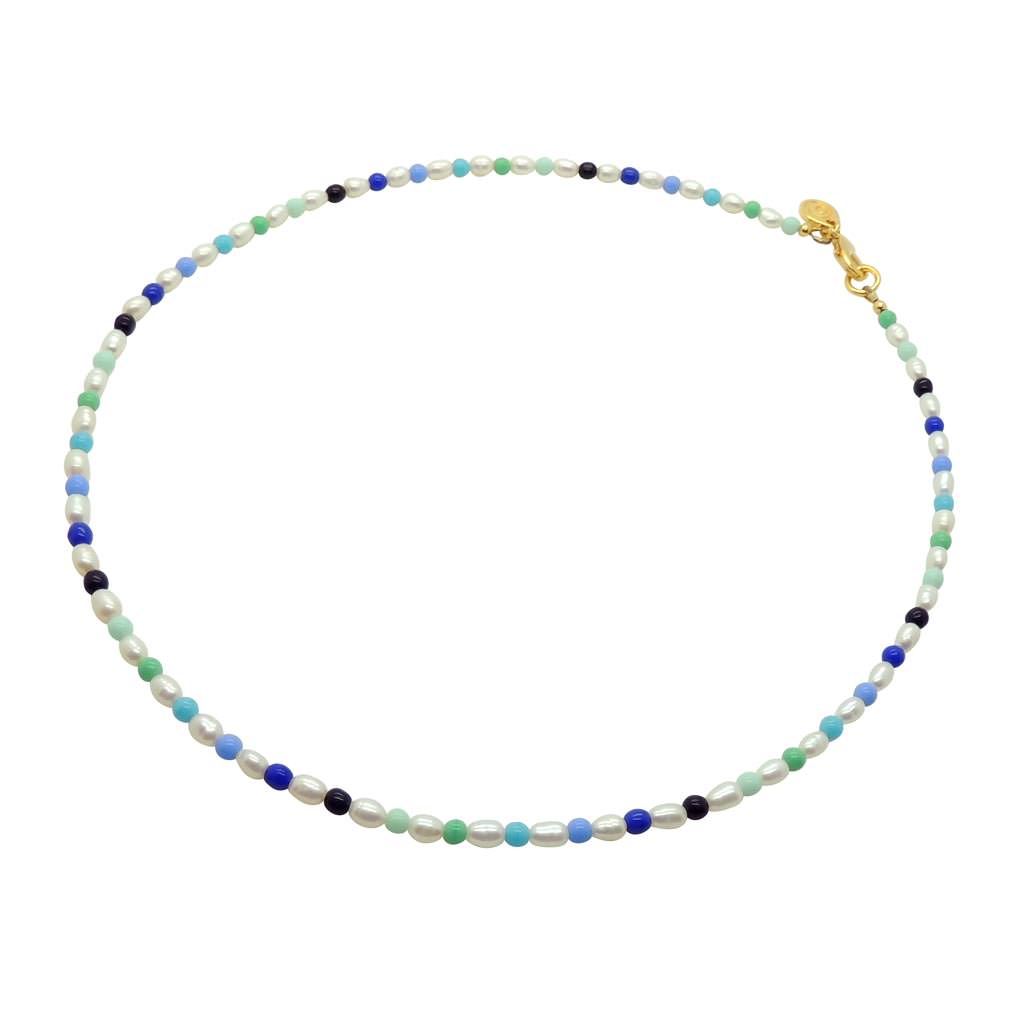 Dana Levy Ibiza Blue Freshwater Pearl Necklace - Gold Plate