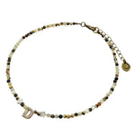 Dana Levy Black Lip Shell Initial Alphabet Charm Beaded Choker - Single Letter with Star Charms