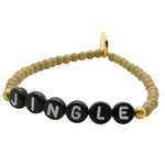 Dana Levy Mens Jingle Happy Holidays Glass Bead Bracelet Black Coffee