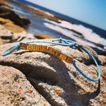 Dana Levy Spell It Out Personalised Alphabet Cube Nautical Cord Necklace - & Breathe Light Blue Cord