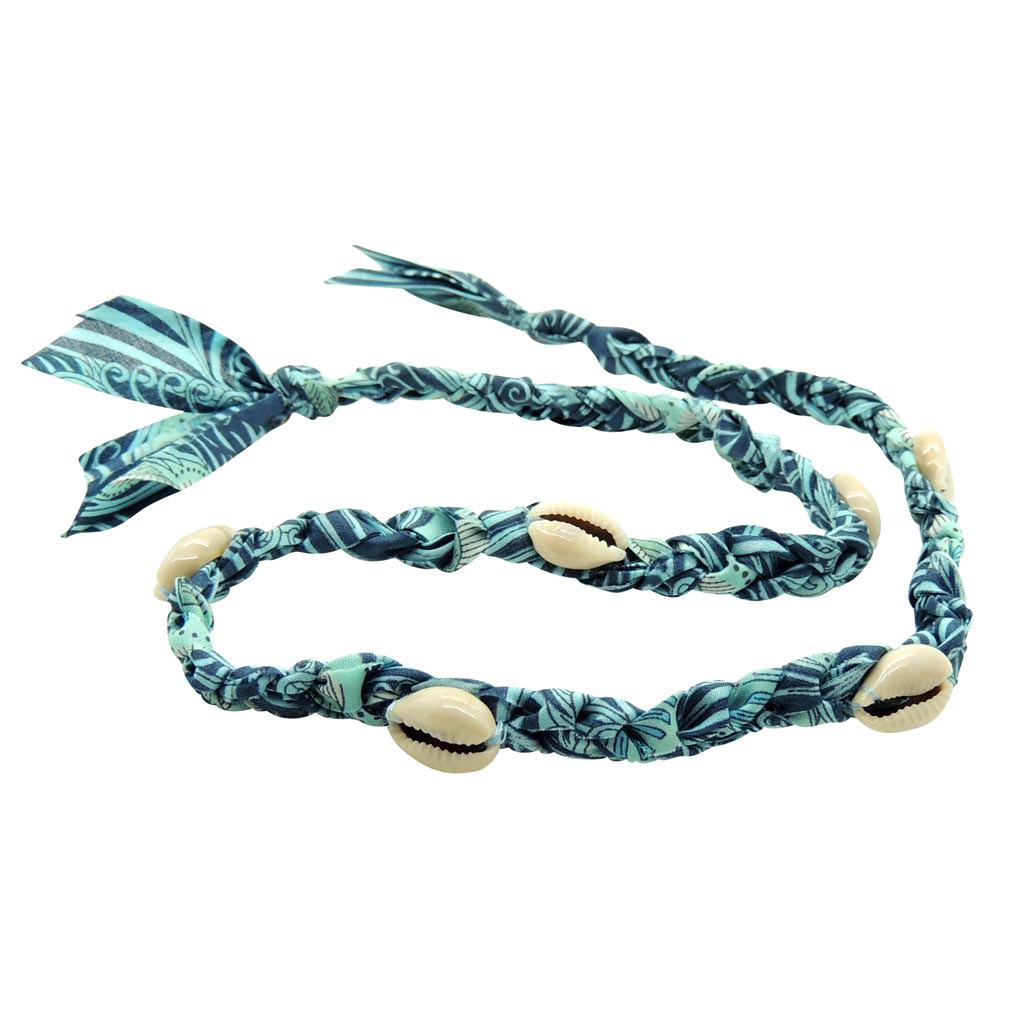 Dana Levy Seashell Charm Liberty Double Wrap Braid Bracelet - Blue Feather