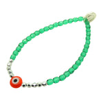 Dana Levy Multicolour Evil Eye Charm Faceted Glass Bead Bracelet - Emerald Green