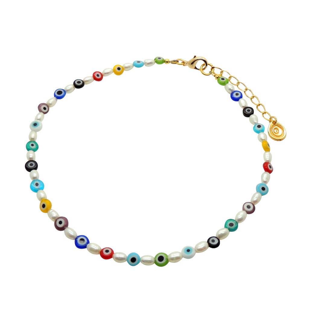 Dana Levy Multicolour Evil Eye Charm Freshwater Pearl Choker