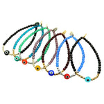 Dana Levy Multicolour Evil Eye Charm Faceted Glass Bead Bracelet - Group