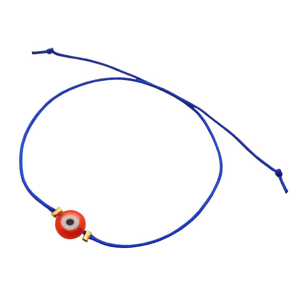 Dana Levy Multicolour Evil Eye Charm Cord Bracelet - Red Evil Eye on Royal Blue Cord