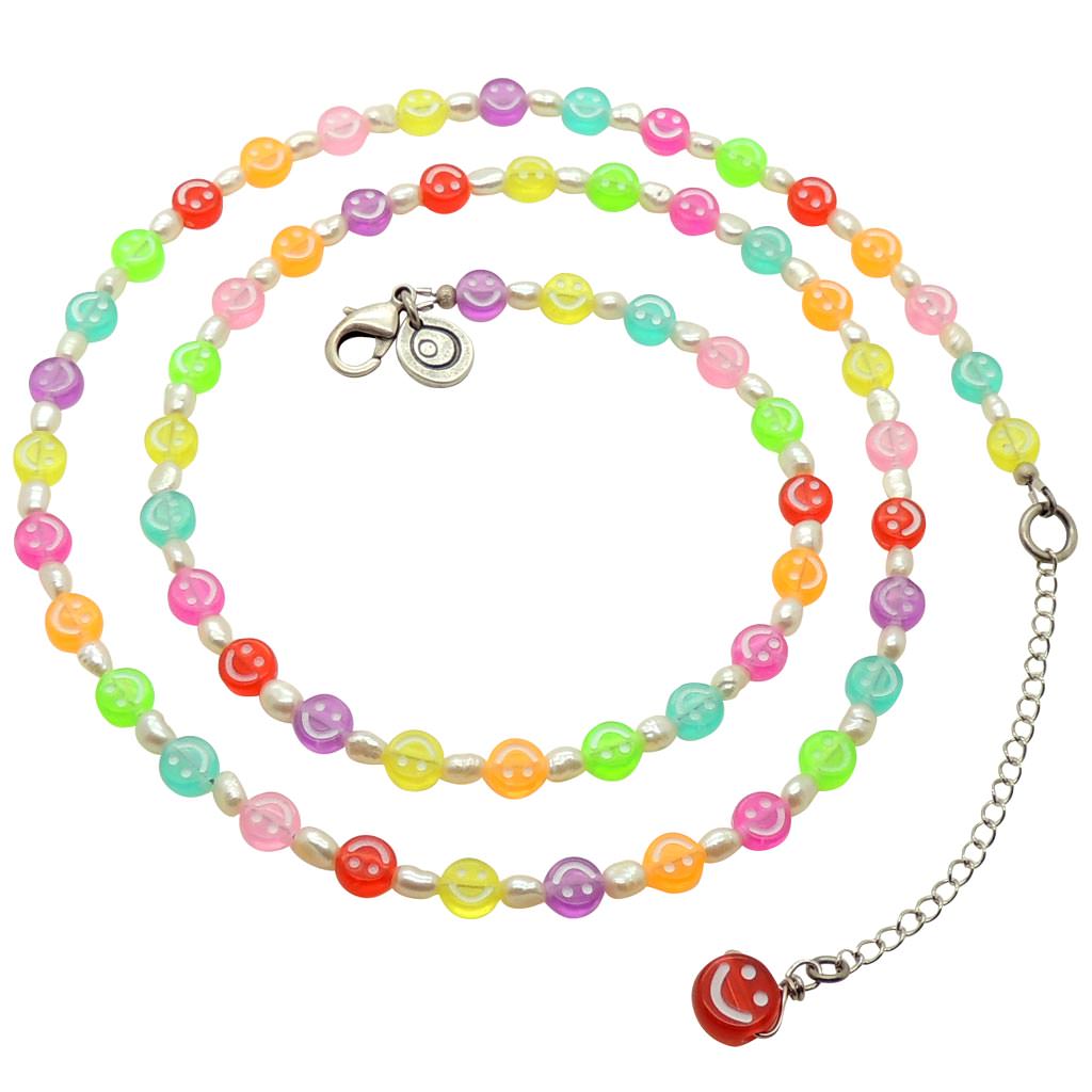 Dana Levy Multicolour Mini Smiley Charm Freshwater Pearl Belly Chain - Antique Silver Plate Red smiley