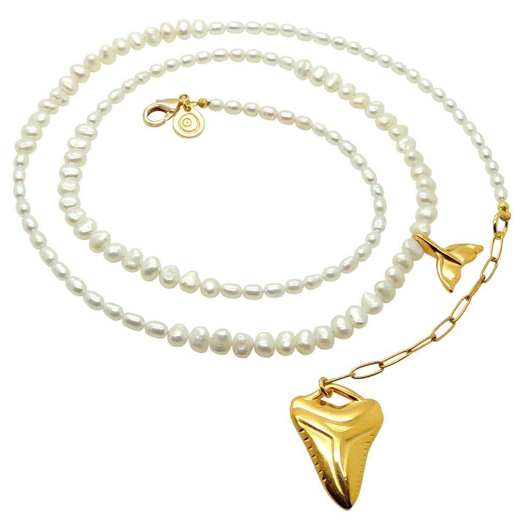 Dana Levy Ocean Treasure Charms Freshwater Pearl Belly Chain  Spiral - Gold Plate
