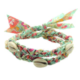 Dana Levy Seashell Charm Liberty Double Wrap Braid Bracelet - Pink/Blue Floral Mix