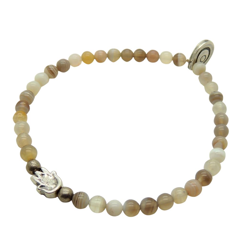 Dana Levy Men’s Mini Hamsa Hand Charm Gemstone Bracelet - Antique Silver Labradorite