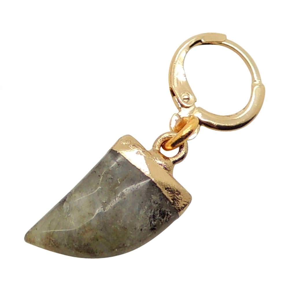 Dana Levy Gemstone Tooth Amulet Huggie Earring - Grey Howlite