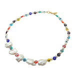 Dana Levy Multicolour Evil Eye Charm Freshwater Pearl Necklace