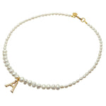 Dana Levy Bamboo Alphabet Initial Charm Freshwater Pearl Necklace - Letter A