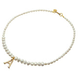 Dana Levy Bamboo Alphabet Initial Charm Freshwater Pearl Necklace - Letter A