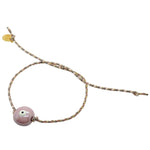 Dana Levy Ceramic Evil Eye Bubble Charm Multicolour Braid Cord Bracelet - Pearlized Light Pink on  Light Pink/Grey/Dusty Pink