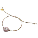Dana Levy Ceramic Evil Eye Bubble Charm Multicolour Braid Cord Bracelet - Pearlized Light Pink on  Light Pink/Grey/Dusty Pink