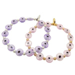 Dana Levy Glass Evil Eye Charm Bracelet - Lilac Shiny Silver Stardust / Light Pink Gold Stardust
