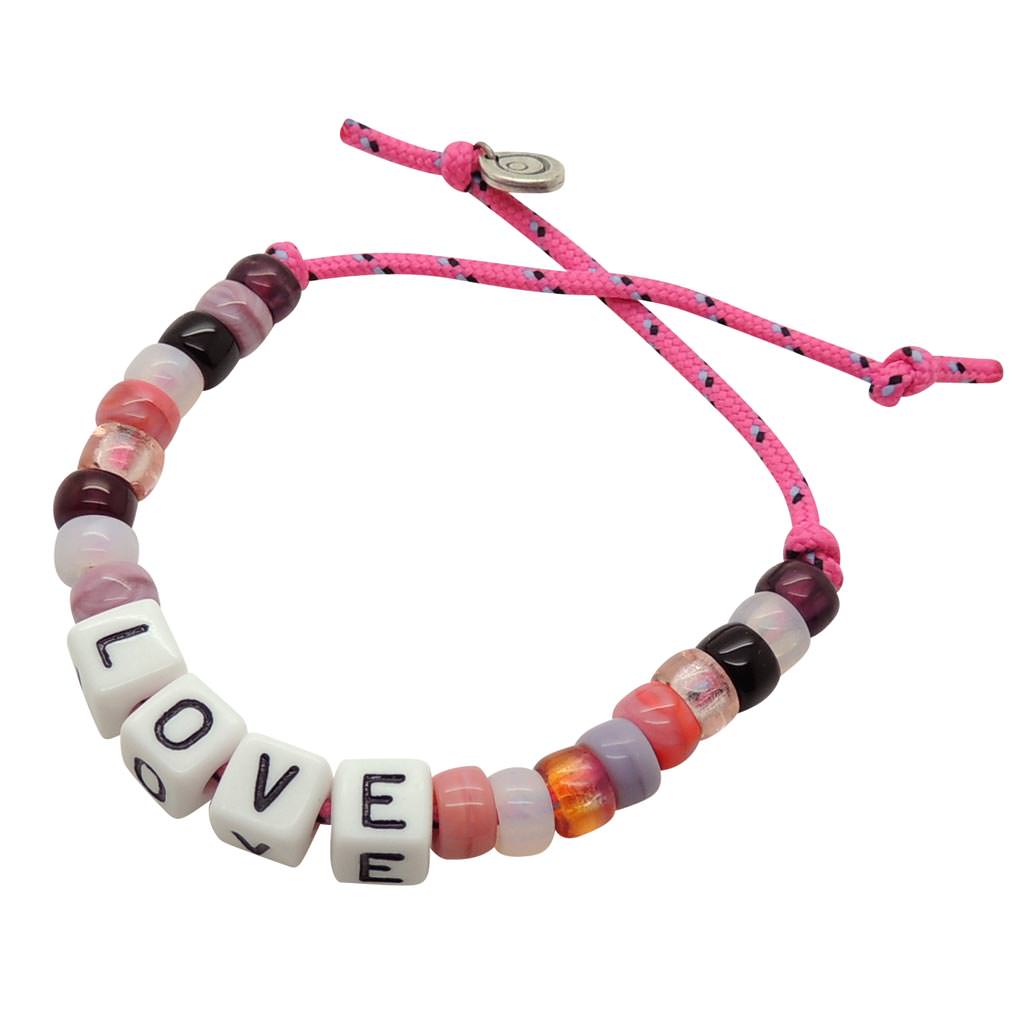 Dana Levy Maxi DIY Personalised Name Abacus Cord Bracelet - Love Pink