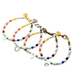 Dana Levy Mother of Pearl Initial Alphabet Charm Freshwater Pearl Rainbow Bracelet - LOVE Group