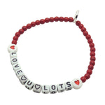 Dana Levy Mini Personalised Name Alphabet Cube Glass Bead Bracelet - Love U Lots Red Glass Bead