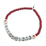 Dana Levy Mini Personalised Name Alphabet Cube Glass Bead Bracelet - Love U Lots Red Glass Bead
