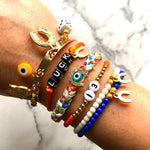 Dana Levy Diamante Horseshoe Lucky Charm Liberty Print Braid Bracelet - Lucky Wrist Stack