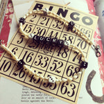 Dana Levy Lucky Dice Charm Freshwater Pearl Necklace - White Text on Black Bingo