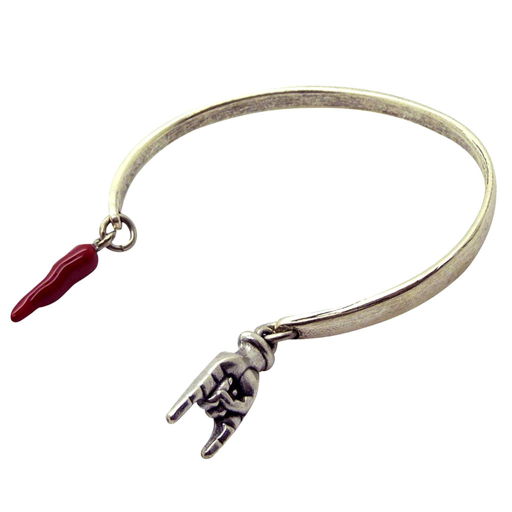 Dana Levy Mano Hand Cornicello Charm Cuff - Antique Silver