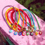 Dana Levy Multicolour Evil Eye Glass Bead Anklet - Group Mix Pink Ledge