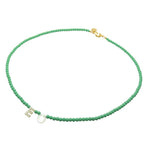 Dana Levy Mother of Pearl Shell Alphabet Letter Duo Czech Glass Bead Necklace - Letters EO Aqua Glass Beads Gold Plate
