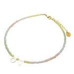 Dana Levy  Mother of Pearl Shell Alphabet Letter Duo Ombre Faceted Glass Bead Choker - Light Yellow/Light Rose/Rose/Light Blue/Light Green Gold Plate