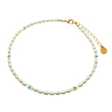 Dana Levy Mother of Pearl Evil Eye Charm Freshwater Pearl Choker 