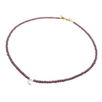 Dana Levy Mother of Pearl Shell Alphabet Letter Charm Faceted Glass Bead Necklace - Letter C Amethyst Purple Gold Plate