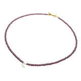 Dana Levy Mother of Pearl Shell Alphabet Letter Charm Faceted Glass Bead Necklace - Letter C Amethyst Purple Gold Plate