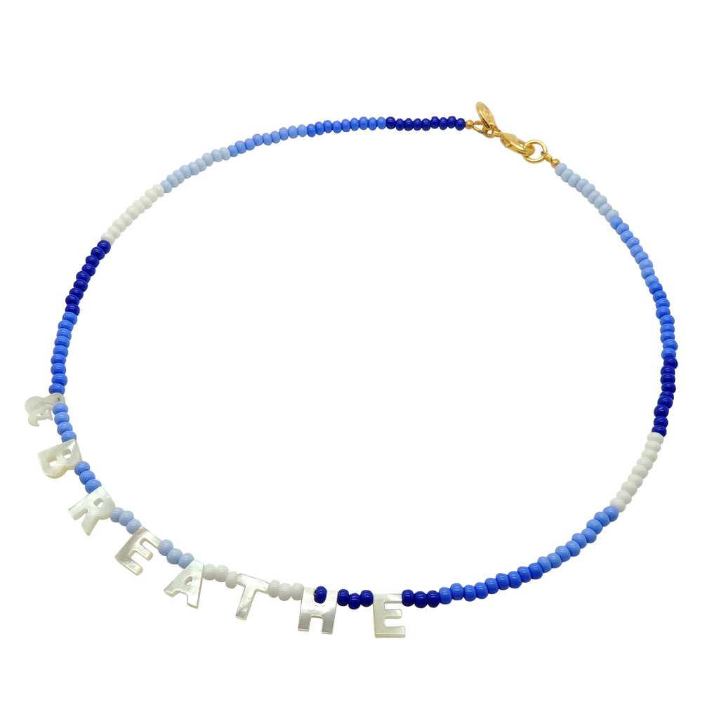 Dana Levy And Breathe Ombre Glass Bead Necklace - White/Baby Blue/Cornflower Blue/Denim Blue/Indigo Blue