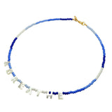 Dana Levy And Breathe Ombre Glass Bead Necklace - White/Baby Blue/Cornflower Blue/Denim Blue/Indigo Blue