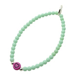 Dana LevyMulticolour Mini Heart Symbol Charm Glass Bead Bracelet - Pink Heart / Silver / Mint Glass Beads 