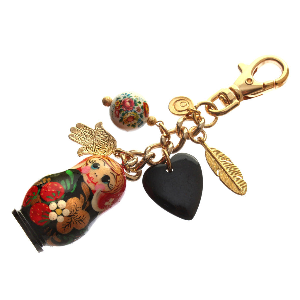 Dana Levy Matryoshka Russian Doll Bag Charm - Red Black Mix