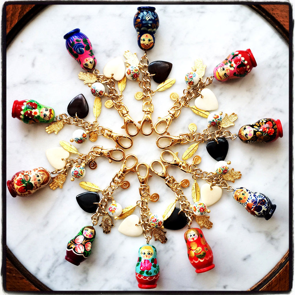 Dana Levy Matryoshka Russian Doll Bag Charms - Variety on Flatlay