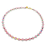 Dana Levy Maxi Opaque Smiley Charm Rainbow Glass Bead Necklace - Gold Plate