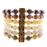 Dana Levy Alphabet Cube Stardust Gemstone Bead Bracelet - Group Stack 
