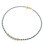 Dana Levy Enamel Personalised Name Two Tone Glass Bead Necklace - Me and You White Enamel Mint Dark Lilac Glass Beads