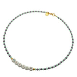 Dana Levy Enamel Personalised Name Two Tone Glass Bead Necklace - Me and You White Enamel Mint Dark Lilac Glass Beads