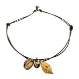 Dana Levy Metallic Seashell Charm Trio Leather Cord Necklace - Dark Brown Cord