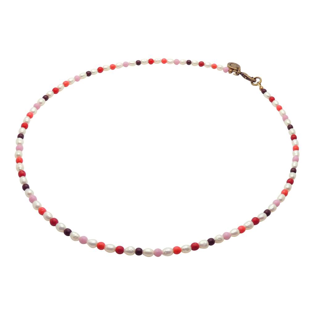 Dana Levy Miami Pink Freshwater Pearl Necklace - Antique Gold Plate