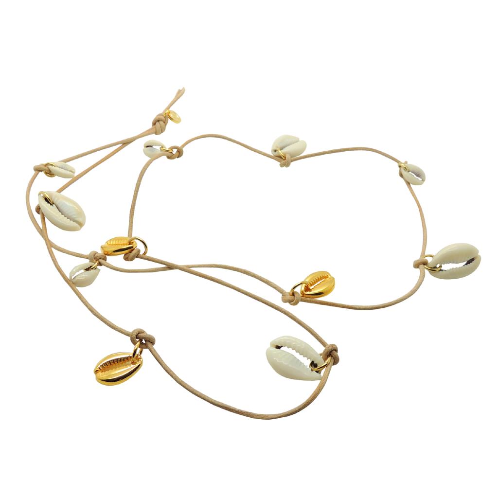 Dana Levy Aphrodite Seashell Charms Leather Cord Necklace - Twisted